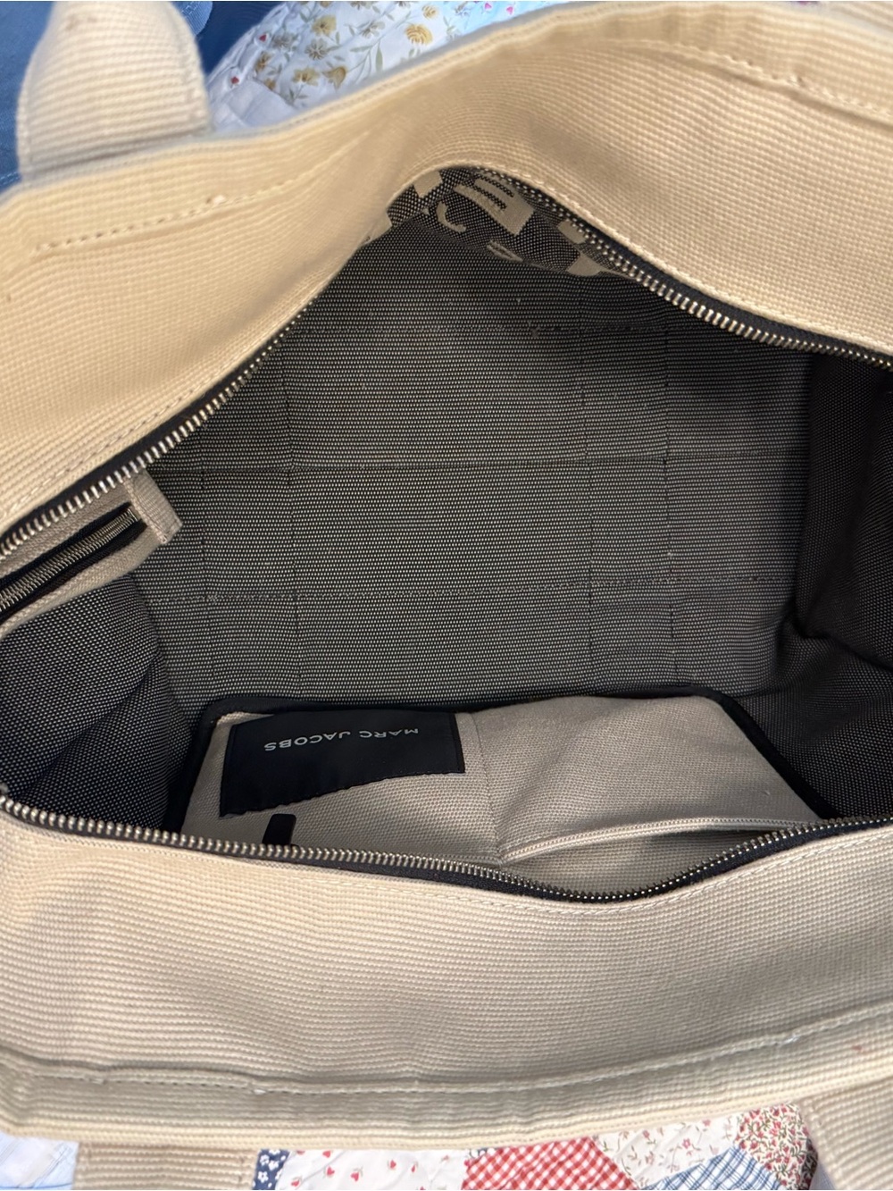 Marc Jacobs Cream Canvas Laptop Tote with Zip